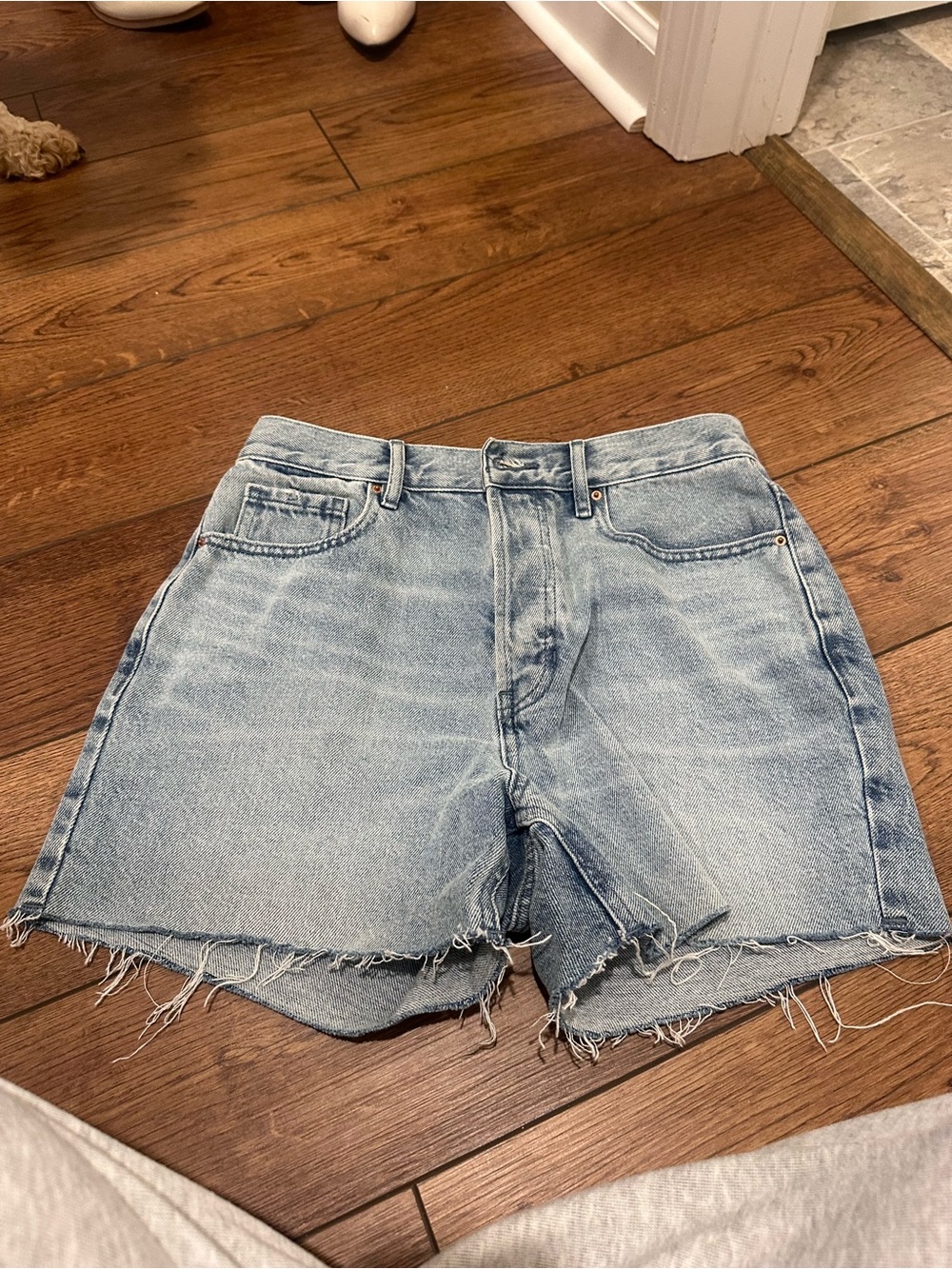 PacSun Washed Light Blue High-Rise Cutoff Denim Shorts